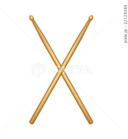 Crossed pair of wooden drumsticks 22129384