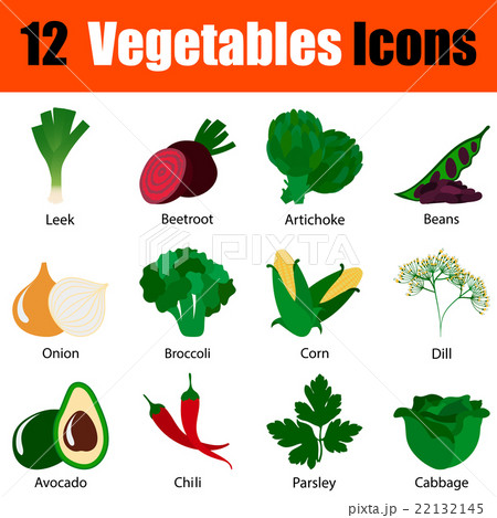 Flat design vegetables icon set 22132145