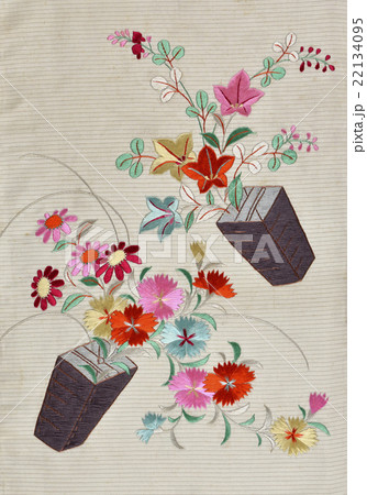 日本の紋様　絹織物　染め物　古布　絽　和柄 22134095