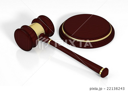 Wooden judge gavel and soundboard. 22136243