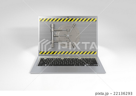 Laptop with a safe lock. Laptop with a safe lock. 22136293