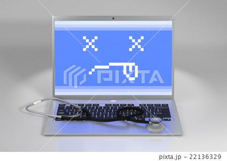 Stethoscope on a laptop keyboard.  22136329