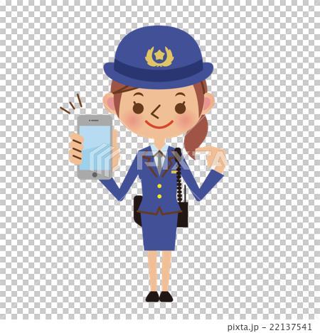 有智能手機的一名女性警察 22137541