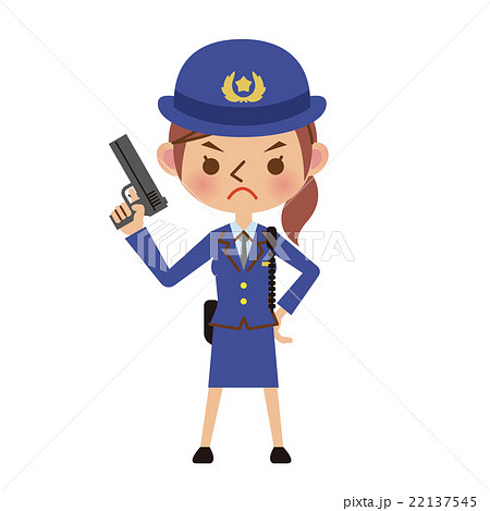 拳銃を持つ女性警察官のイラスト素材