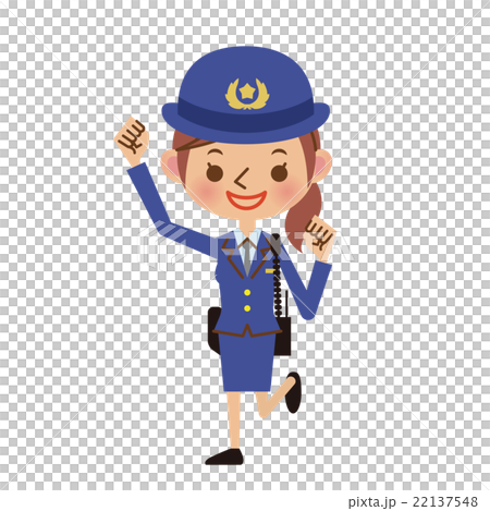 A female police officer who plays a guts pose A female police officer who plays a guts pose 22137548