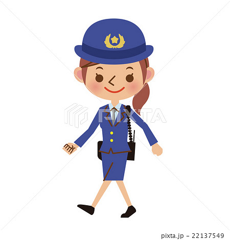 歩く女性警察官のイラスト素材