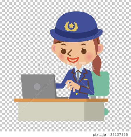 A female police officer using a laptop computer A female police officer using a laptop computer 22137556