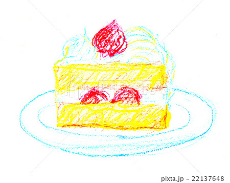 ショートケーキ クレヨン のイラスト素材
