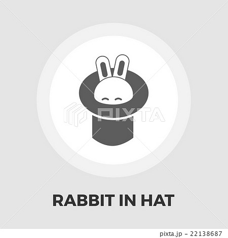 Rabbit in magician hat icon flat 22138687