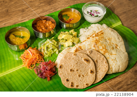 南インドの典型的な定食 ミールズ  Lunch of meals south India 南インドの典型的な定食 ミールズ  Lunch of meals south India 22138904