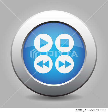 blue metal button with music control buttons blue metal button with music control buttons 22141336