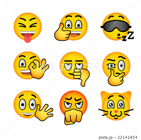 Smiley face emoji flat vector icons set 22141854