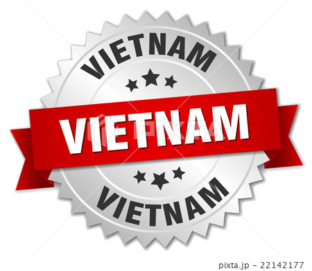 Vietnam  round silver badge with red ribbon 22142177