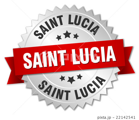 Saint Lucia round silver badge with red ribbon Saint Lucia round silver badge with red ribbon 22142541