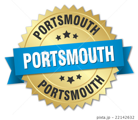 Portsmouth round golden badge with blue ribbon Portsmouth round golden badge with blue ribbon 22142632