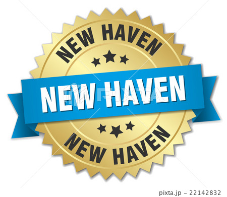 New Haven round golden badge with blue ribbon New Haven round golden badge with blue ribbon 22142832