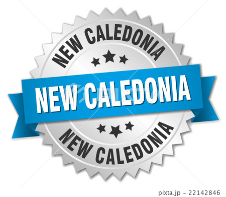 New Caledonia round silver badge with blue ribbon 22142846