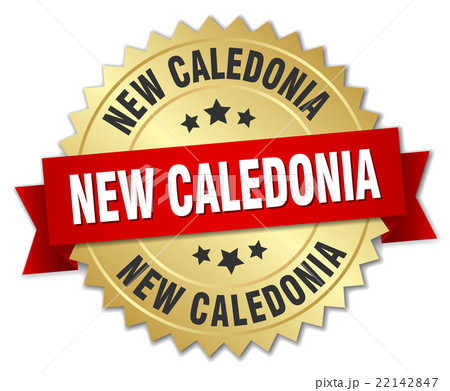 New Caledonia round golden badge with red ribbon New Caledonia round golden badge with red ribbon 22142847