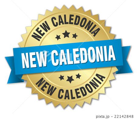 New Caledonia round golden badge with blue ribbon New Caledonia round golden badge with blue ribbon 22142848