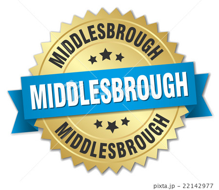Middlesbrough round golden badge with blue ribbon Middlesbrough round golden badge with blue ribbon 22142977