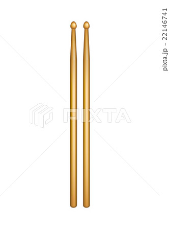 A Pair Of Wooden Drumsticks On White Backgroundのイラスト素材