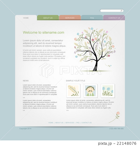 Website Design Template With Floral Treeのイラスト素材 [22148076] - PIXTA