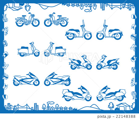 モペット＆スクーター(フラットデザイン）ブルー色 22148388