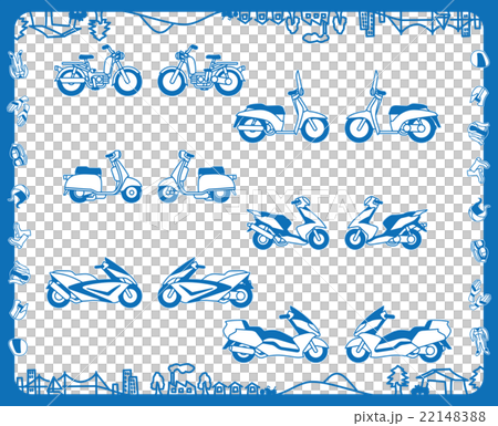 輕便摩托車和踏板車（平面設計）藍色 22148388