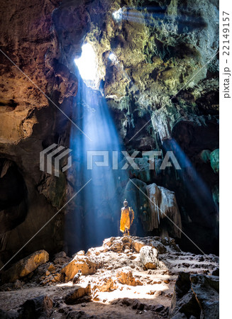 Amazing Buddhism with the ray of light in the cave 22149157