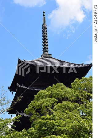 東寺 五重塔 京都 京 寺 社寺仏閣 京都観光 修学旅行 弘法さん 古都 都 世界遺産 高い の写真素材