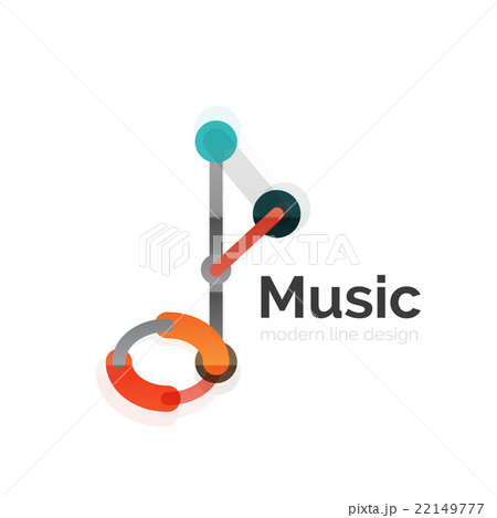 Music note logo, flat thin line geometric design Music note logo, flat thin line geometric design 22149777