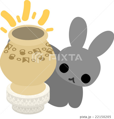 陶芸家の姿をした可愛いウサギのイラスト素材