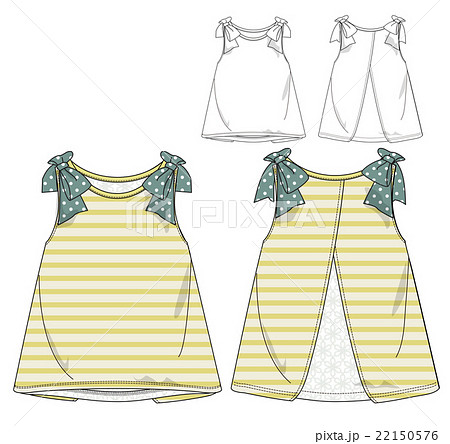 ボーダー柄リボンノースリーブT/デザイン画 22150576