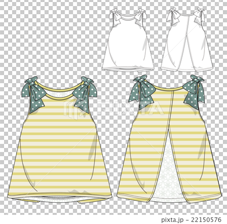 ボーダー柄リボンノースリーブT/デザイン画 22150576