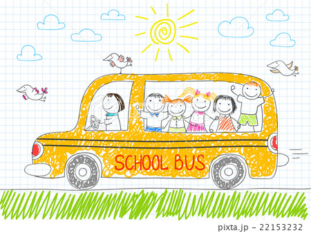 Happy children in yellow school bus 22153232
