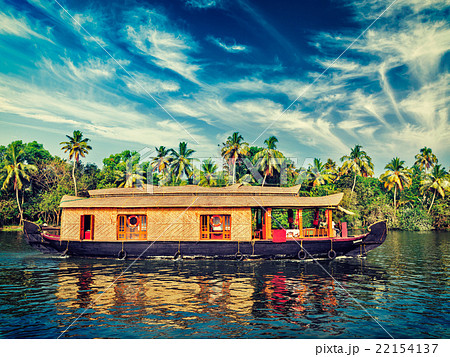 Houseboat on Kerala backwaters, India Houseboat on Kerala backwaters, India 22154137