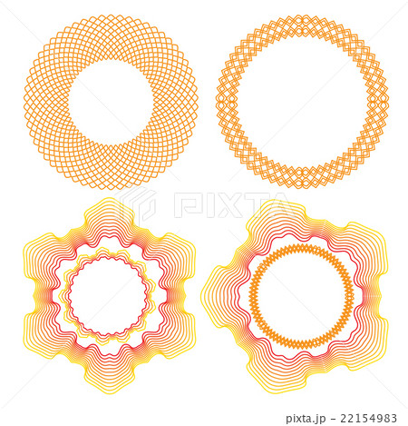 Set of orange round decorative border frames 22154983