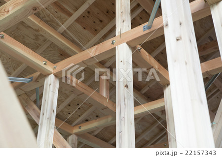 住宅　建築現場　木造2階建て住宅の建築現場　イメージ 22157343