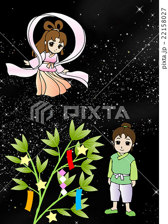 七夕 織姫と彦星 笹飾り 七夕 織姫と彦星 笹飾り 22158027