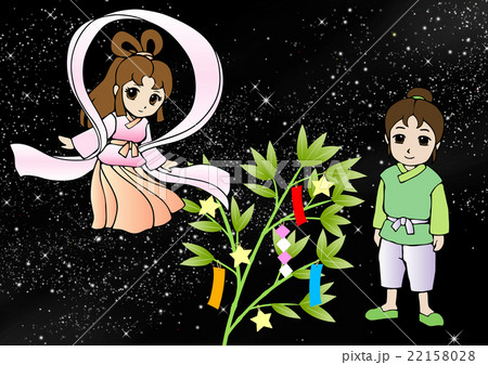 七夕 織姫と彦星 笹飾り 七夕 織姫と彦星 笹飾り 22158028