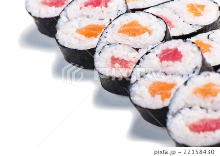 Set of rolls with a salmon and eel isolated Set of rolls with a salmon and eel isolated 22158430