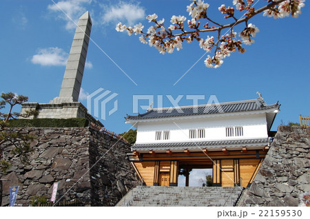 鉄門と桜 22159530