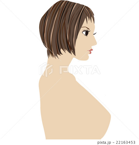横顔女性ボブヘヤーのイラスト素材