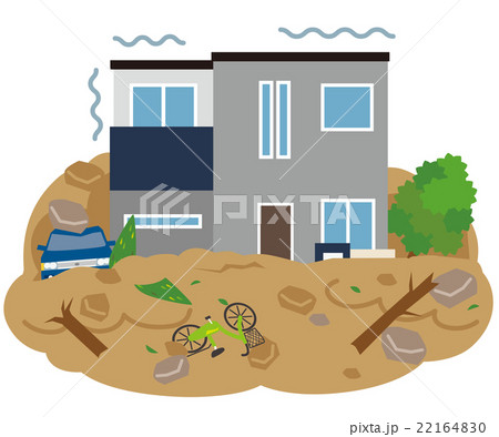 土砂崩れ　土砂災害　家　住宅 22164830