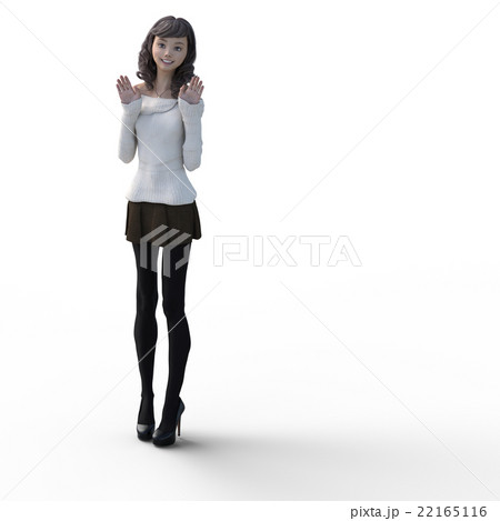 オフショルダーセーターの女性 Perming3dcgイラスト素材のイラスト素材