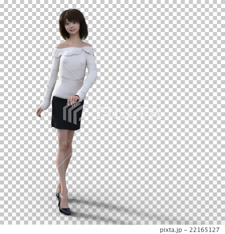 歩くオフショルダーセーターの女性 perming3DCGイラスト素材 歩くオフショルダーセーターの女性 perming3DCGイラスト素材 22165127