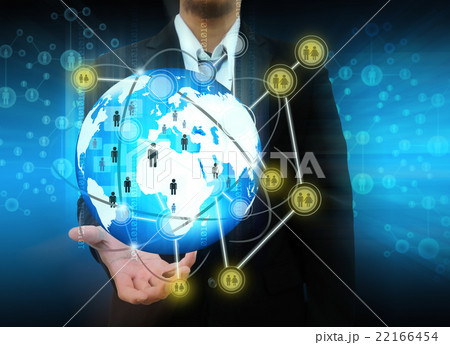 Businessman holding social network 22166454