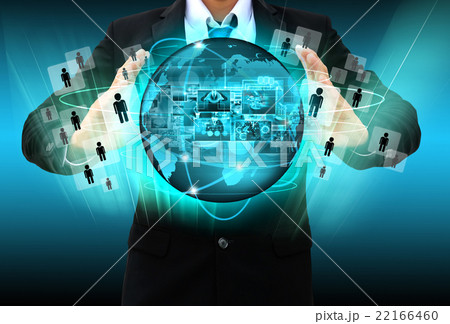 Businessman holding social network 22166460