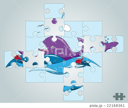 Puzzle fish on the waves in the ocean 22168361