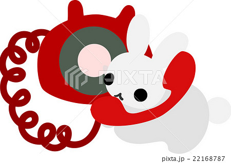 可愛いうさぎと赤い電話のイラスト素材 22168787 Pixta
